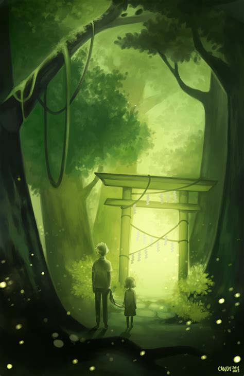 Into The Forest Of Fireflies Light Fireflies Anime Anime Background