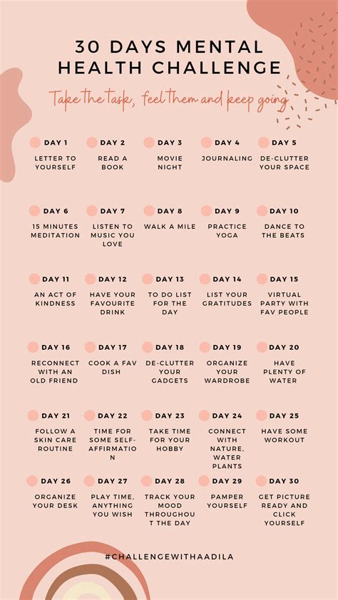 Days Mental Health Challenge Mental Health Activities Mental