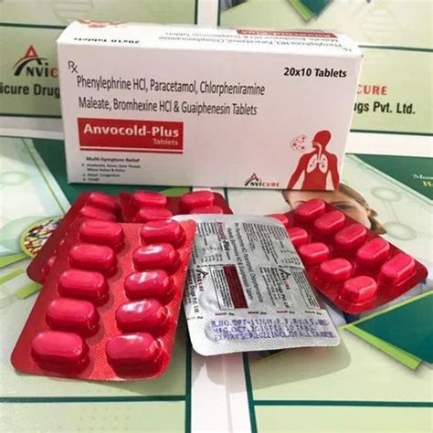 Phenylephrine Hci Paracetamol Chlorpheniramine Maleate Bromhexine Hci Guaiphenesin Tablet At Rs