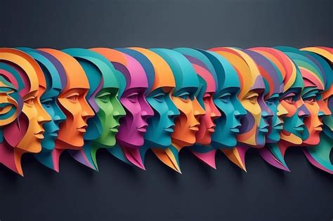 Premium Photo Psychedelic Paper Shapes With Human Head Profiles