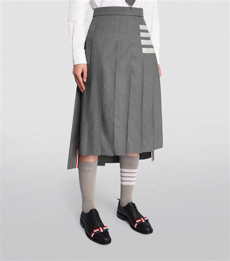 Womens Thom Browne Grey Pleated Midi Skirt Harrods Uk