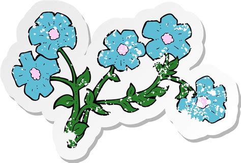 Retro Distressed Sticker Of A Cartoon Flowers Vector Art At