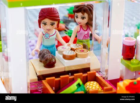Tambov, Russian Federation - February 09, 2016 Lego girls choose baking ...