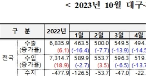 대구 수출 4개월 연속 부진전년 동월 대비 112↓