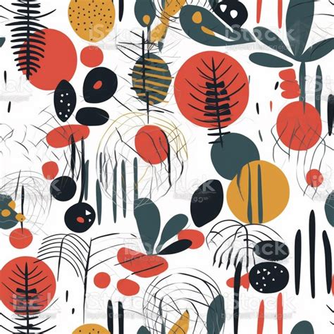 Premium Photo A Seamless Pattern With Abstract Shapes And Plants On A