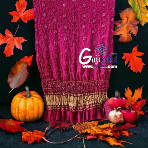 Fuchsia Magenta Designer Bandhani Dupatta Pure Gaji Silk GAJI SILK