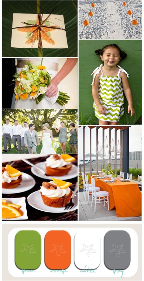 Modern orange and green wedding inspiration board for destination ...