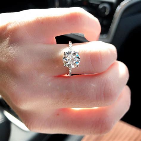 3 Carat Round Moissanite Ringcheap Moissanite Pave Engagement Etsy