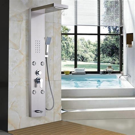 Anrun Edelstahl Regen Wasserfall Dusche Panel Messing Massage System