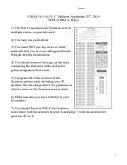 First Test Fall 2019 FORM A WHITE KEY Pdf Name CHEM 3111 6170 1st