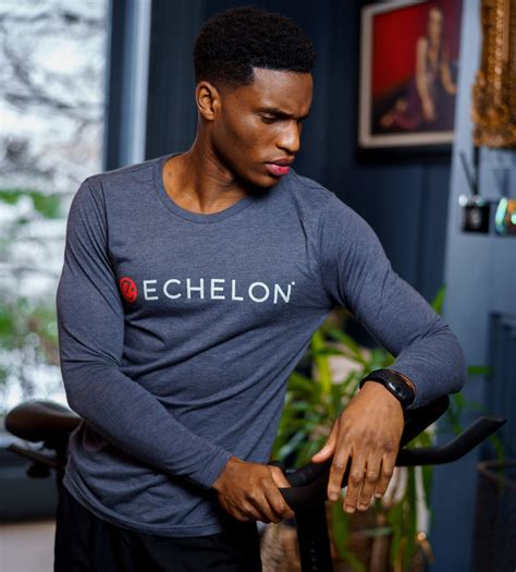 Mens Long Sleeve Crewneck Top Heather Navy Echelon Fit Uk