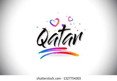 Qatar Welcome Word Text Love Hearts Stock Vector Royalty Free