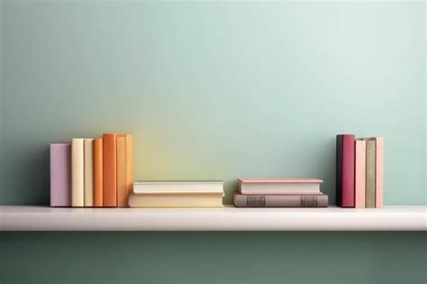 Premium AI Image | Shelf with books on pastel color wall background AI ...