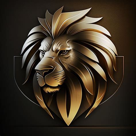 A Golden Lions Head On A Black Background