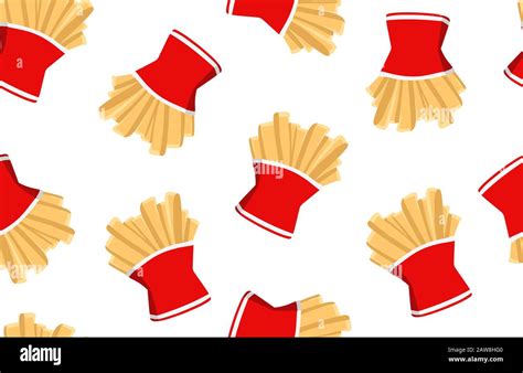 Hand Draw French Fries Doodle French Fries Seamless Pattern Background