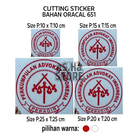 Jual Cutting Stiker Peradin Perkumpulan Advokat Indonesia Lawyer