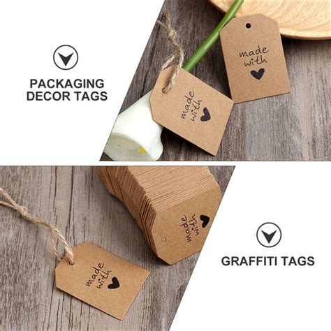 100 Pcs Made With Love Gift Tags Packaging Decor Kraft Paper Hang EBay