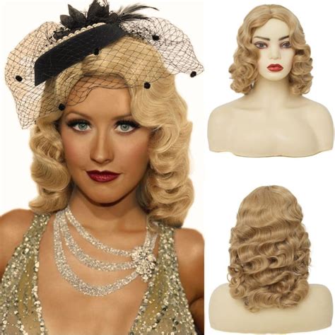 Amnenl Blonde Finger Wave Wigs For Women 1920s Medium