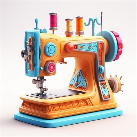 Premium Photo 3D Cartoon Sewing Machine On White Background