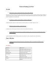 Chemical Bonding Lab Sheet Chemical Bonding Lab Sheet Pre Lab What