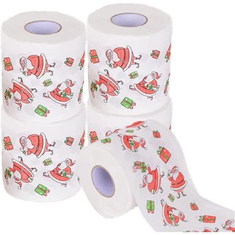 Lot De 5 Rouleaux De Papier Toilette De Noël Motif Père Noël Idée