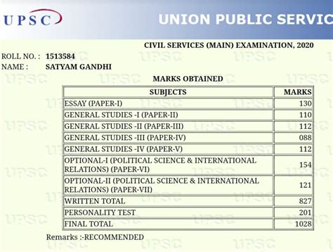 Satyam Gandhi UPSC Marksheet Age Instagram I D Notes IAS Bio