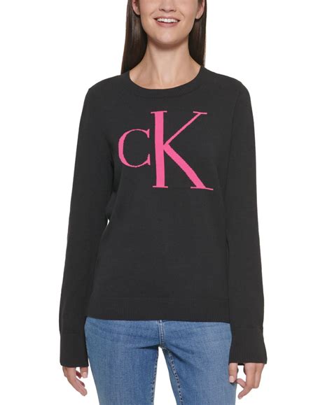 Calvin Klein Womens Monogram Logo Sweater