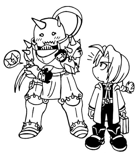 Chibi Alphonse E Edward Elric Coloring Pages Fullmetal Alchemist