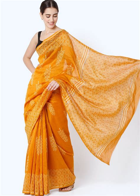 Get Chanderi Silk Mustard Grain Saree At 1800 LBB Shop