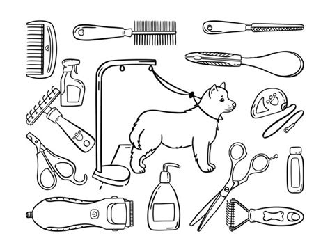 Premium Vector Pet Grooming Set Salon For Animals Doodle Style Animal