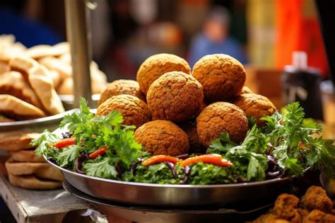 Premium Photo Falafel Being Served At A Farmers Market Stall