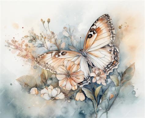 Premium Photo | A painting of a butterfly on a flower