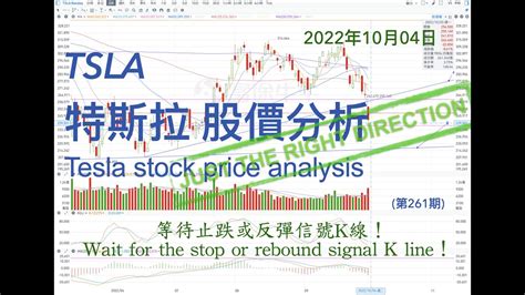 Tsla 特斯拉 股票价格走势的分析 2022年10月04日（第261期） Tesla K线技术分析 Youtube