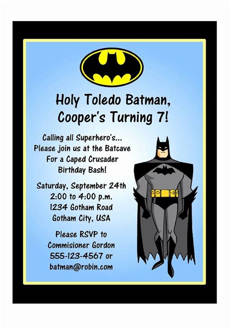 30 Free Printable Batman Invitations | Example Document Template Free ...