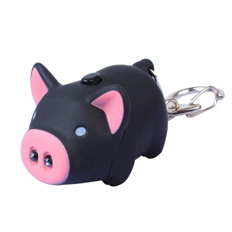 Cute Pig Keyring Keychain Led Light Touching With Sound Car Bag Pendant