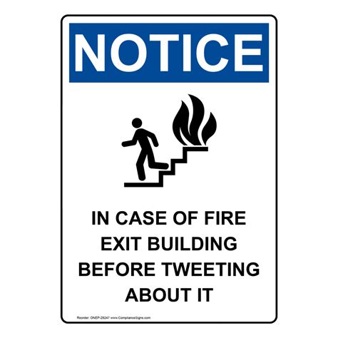 Portrait OSHA In Case Of Fire Exit Sign With Symbol ONEP-29247