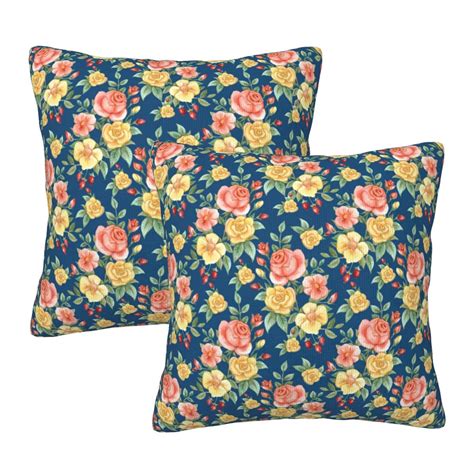 Home Throw Pillow Covers Flowers Watercolor Wallpaper Roses Square Thick Throw Pillow Covers