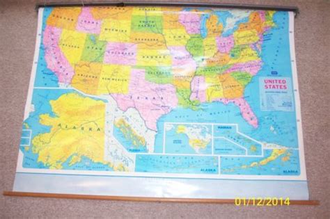 United States Physical Political Pull Down Map With Auto Roll Up Bar 65