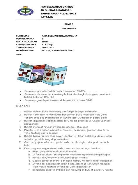 Catatan Sbdp Tema 5 St 3 Pb 5 Pdf