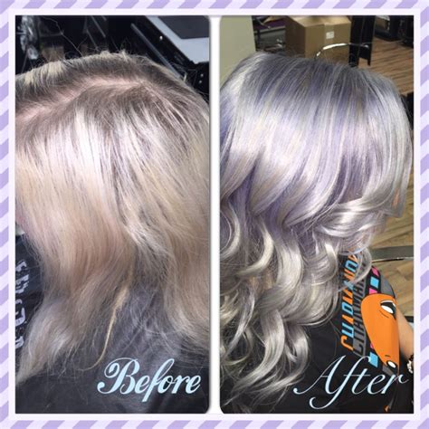 Before And After Pravana Color Vivids Lavender Silver Hair Done By