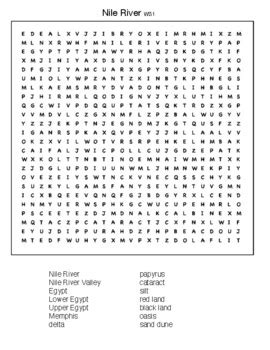 Nile River Word Search By Northeast Education TPT