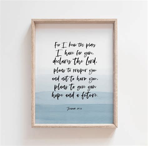 Jeremiah 29 11 Bible Verse Wall Art For I Know The Plans Printable