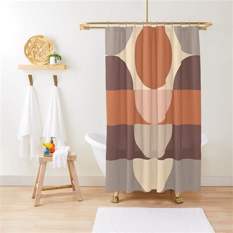 Abstract Geometric 4 Terracotta Desert Pattern Shower Curtain For