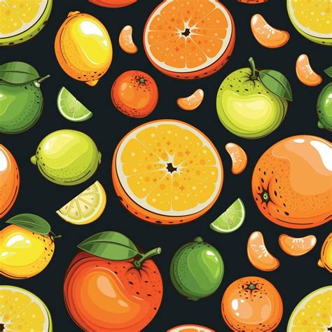 Seamless Pattern With Fresh Fruits Seamless Pattern With Citruses