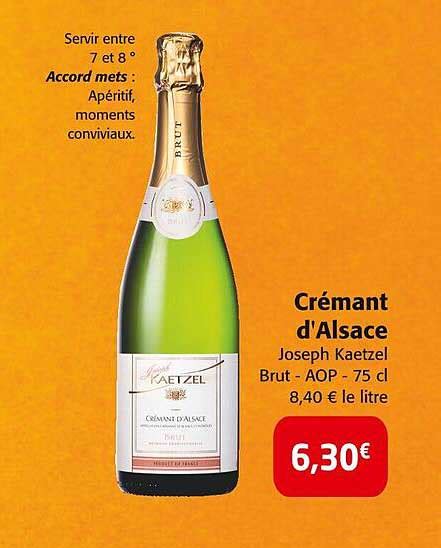 Promo Crémant D alsace Joseph Kaetzel Brut Aop chez Colruyt