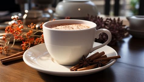 Free Photo Hot Chocolate With Frothy Milk And Chocolate Cookie On Table Generated By