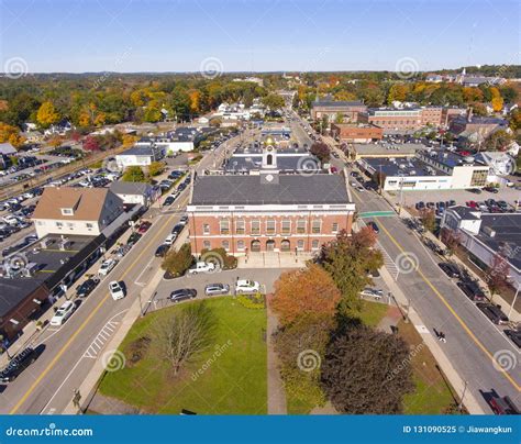 Historic Buildings Aerial View Needham Ma Usa Stock Image Image Of Bank History 131090525