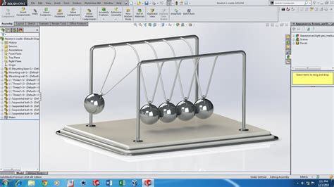 SolidWorks Motion Simulation Tutorial Newton S Cradle With Audio