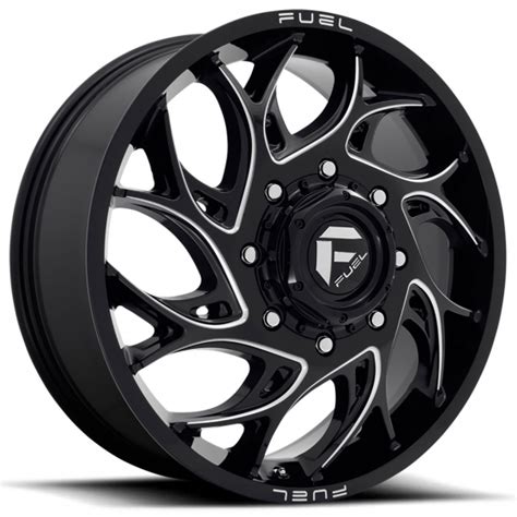 Fuel Runner Dually Front In Gloss Black Milled Accents Wheel