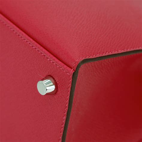 HERMÈS Kelly 25 Sellier handbag in Framboise Epsom leather with Rouge